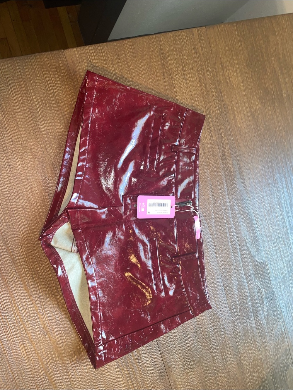 Red Leather Microshorts